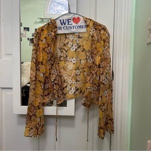 Urban Outfitters Floral Tie Front Blouse